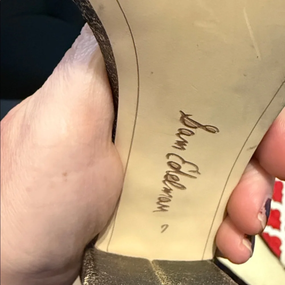 Sam Edelman Yaro‎ Distressed Gold Metallic Block Heel Size 7